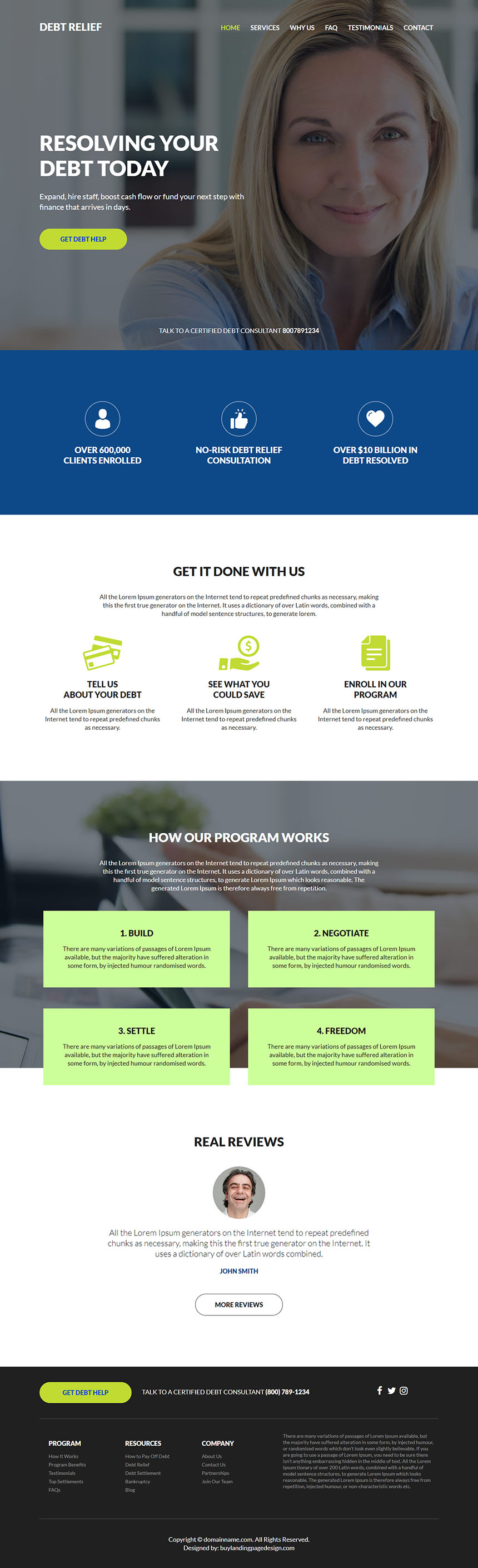 debt relief services responsive website design