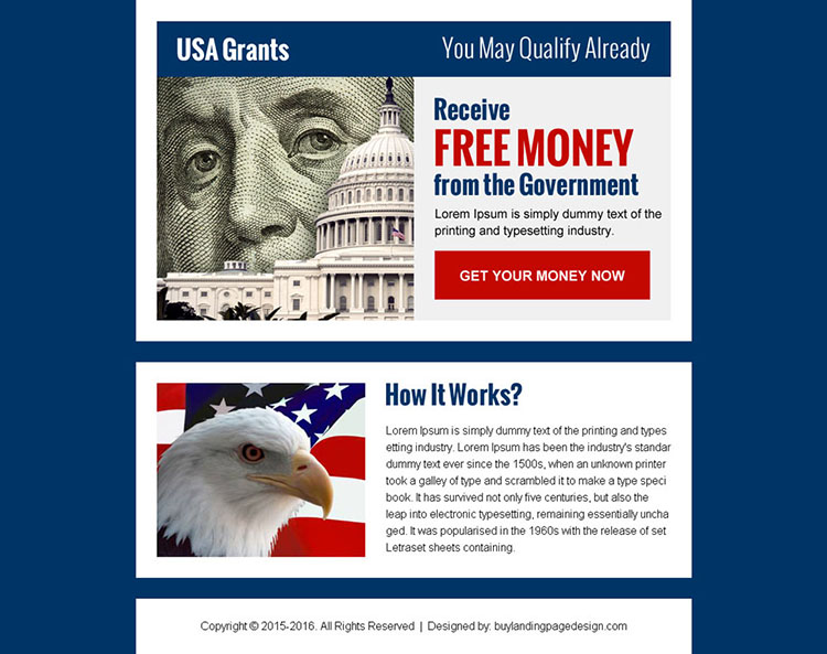 get free grants money in usa ppv landing page design