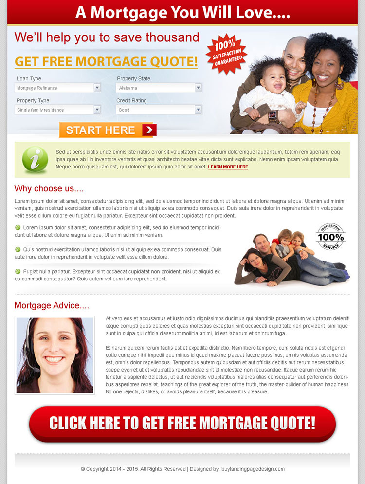 get free mortgage clean and converting landing page design for sale