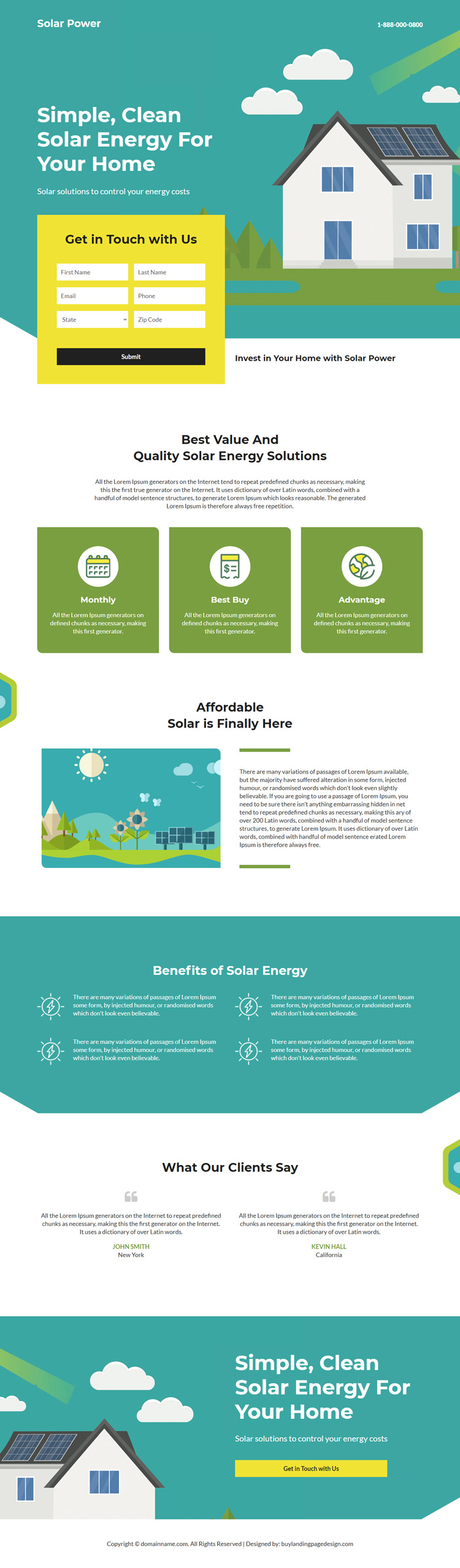 quality solar energy solutions responsive landing page