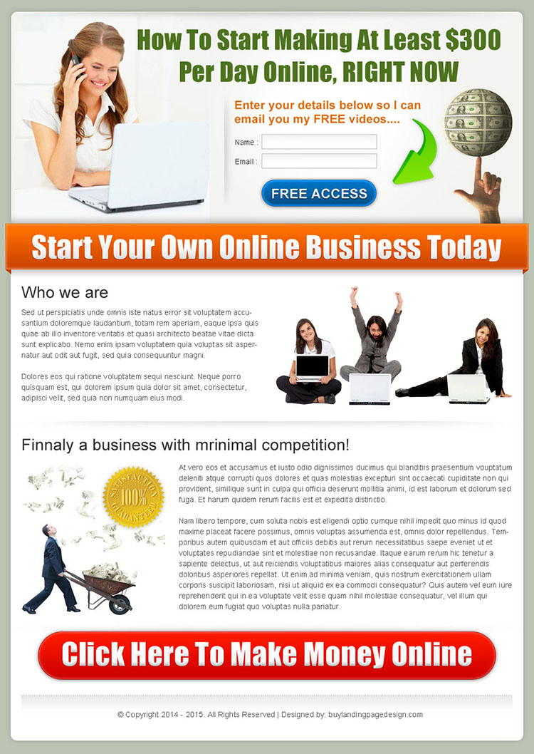 get paid money online converting landing page design for sale