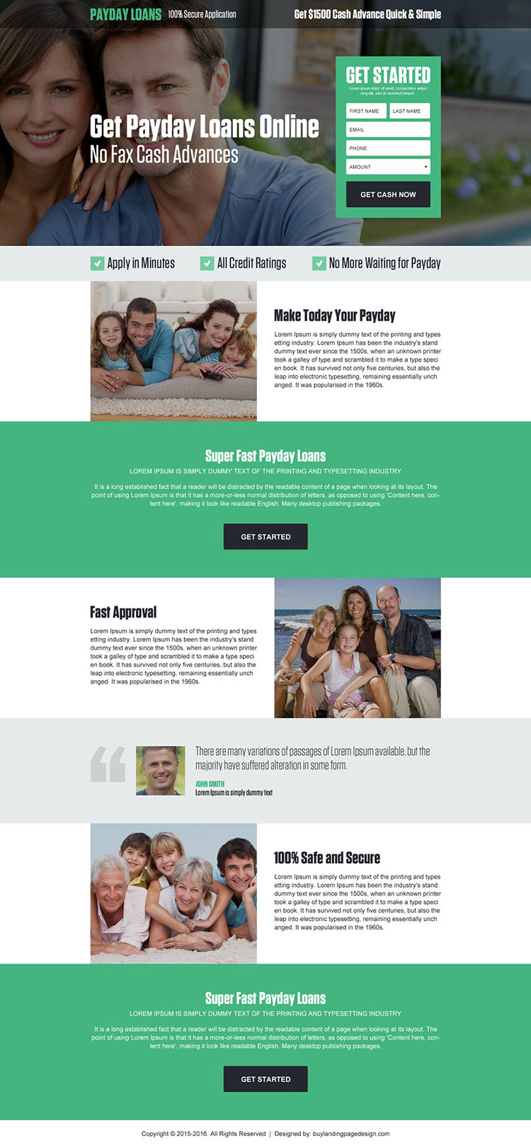 responsive payday loan online modern landing page design