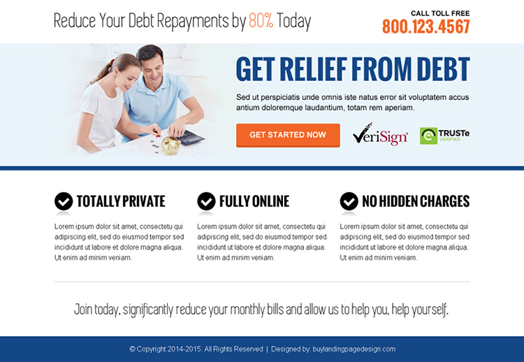 get relief from debt call to action ppv landing page