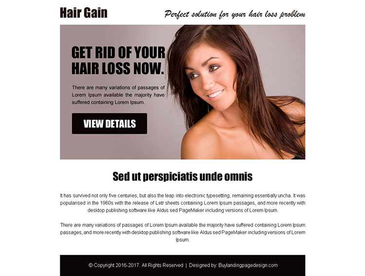 hair gain perfect solution call to action ppv landing page design