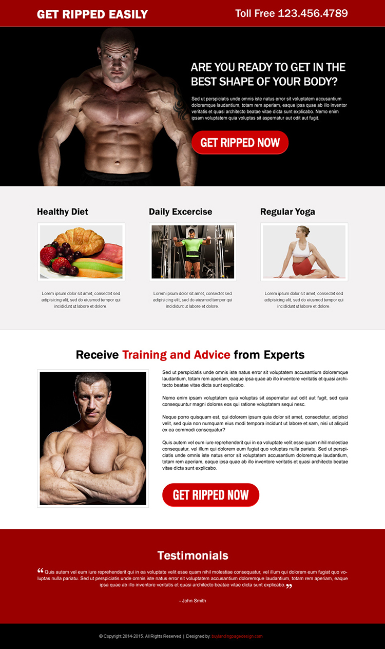 get ripped easily responsive bodybuilding cta landing page
