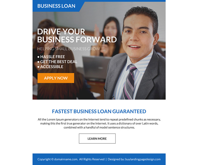 fastest business loan online application ppv landing page design