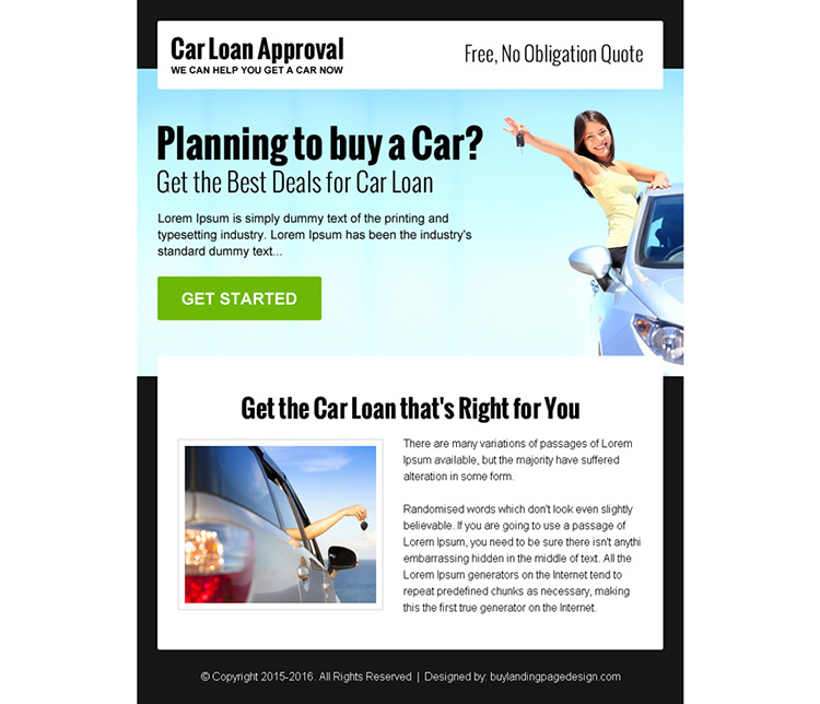 get the best deals for car loan ppv landing page design