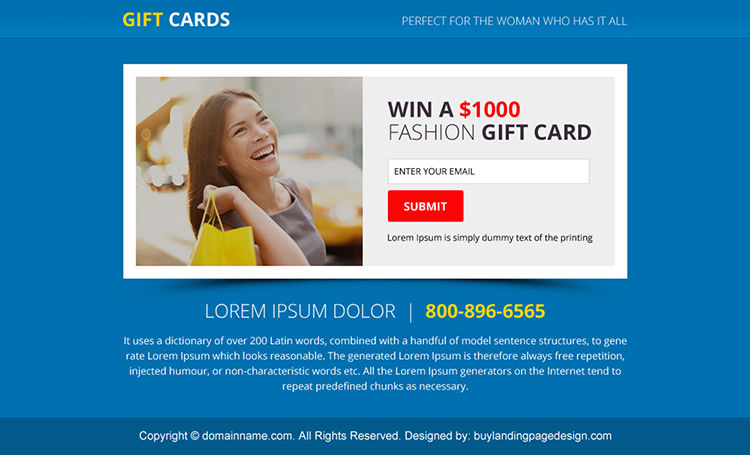 gift card email capturing PPV design