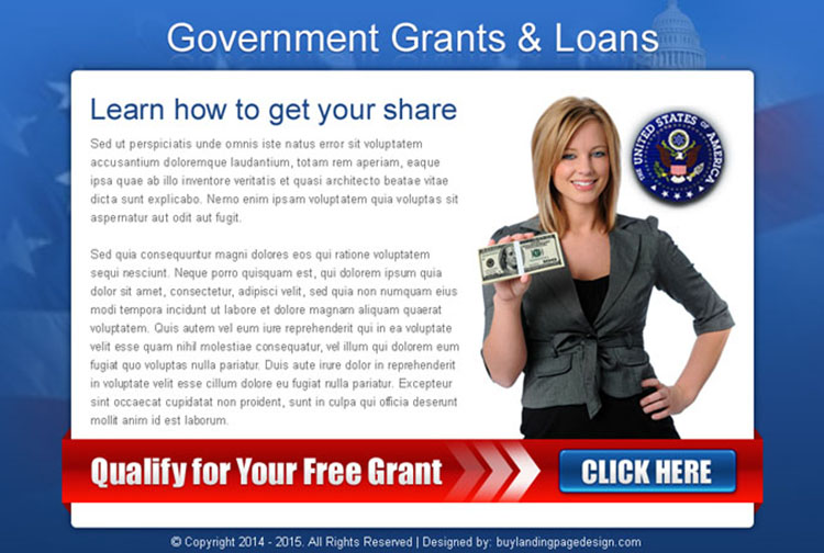 government grants and loan converting call to action ppv landing page design