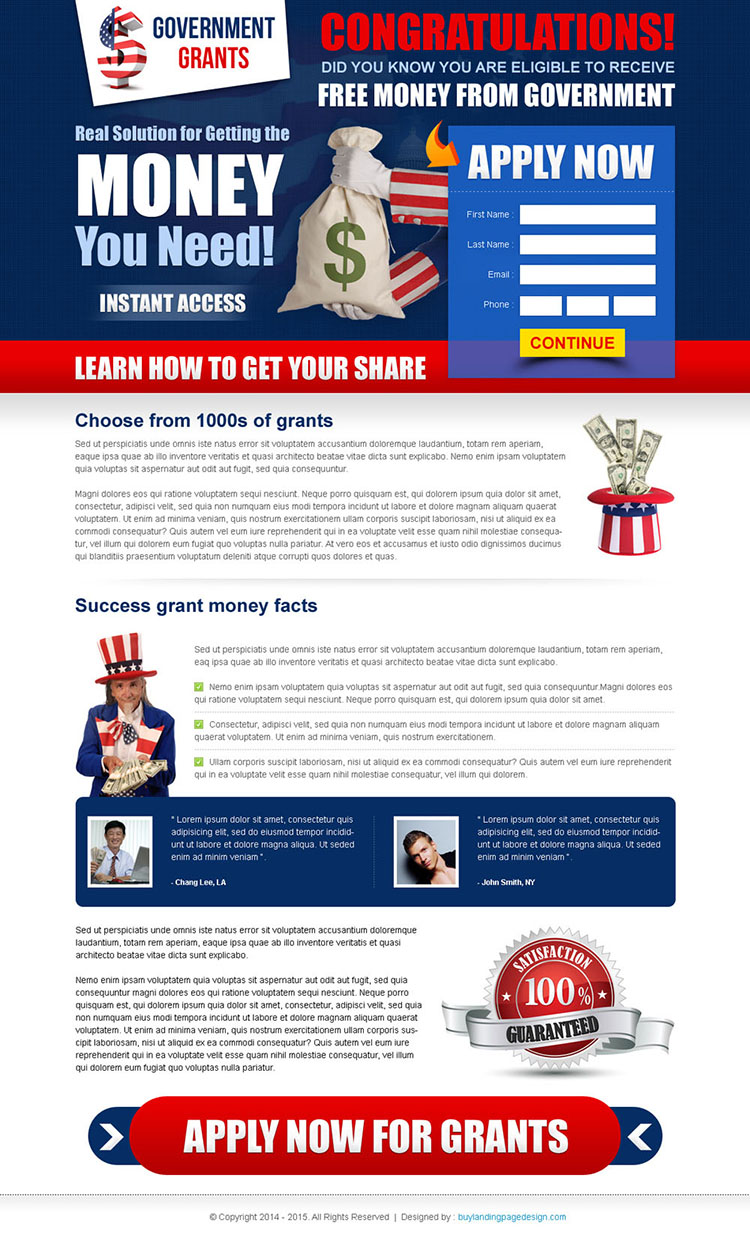 free money from government most effective landing page template