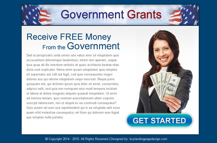 receive free money from government call to action ppv landing page design template