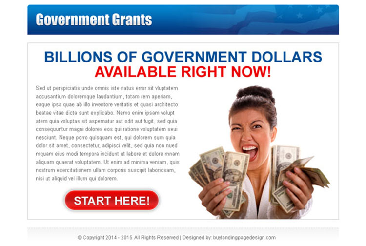 billions of government dollars available clean call to action ppv landing page design