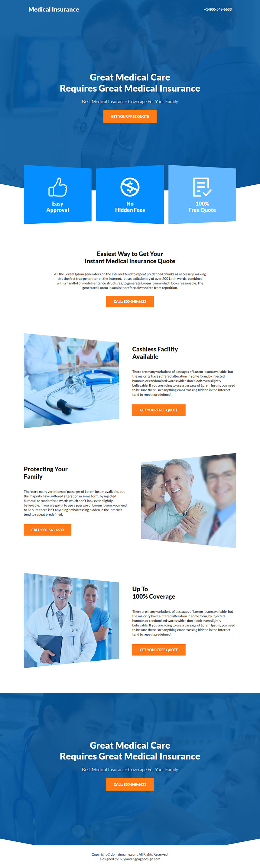 best medical insurance coverage responsive landing page