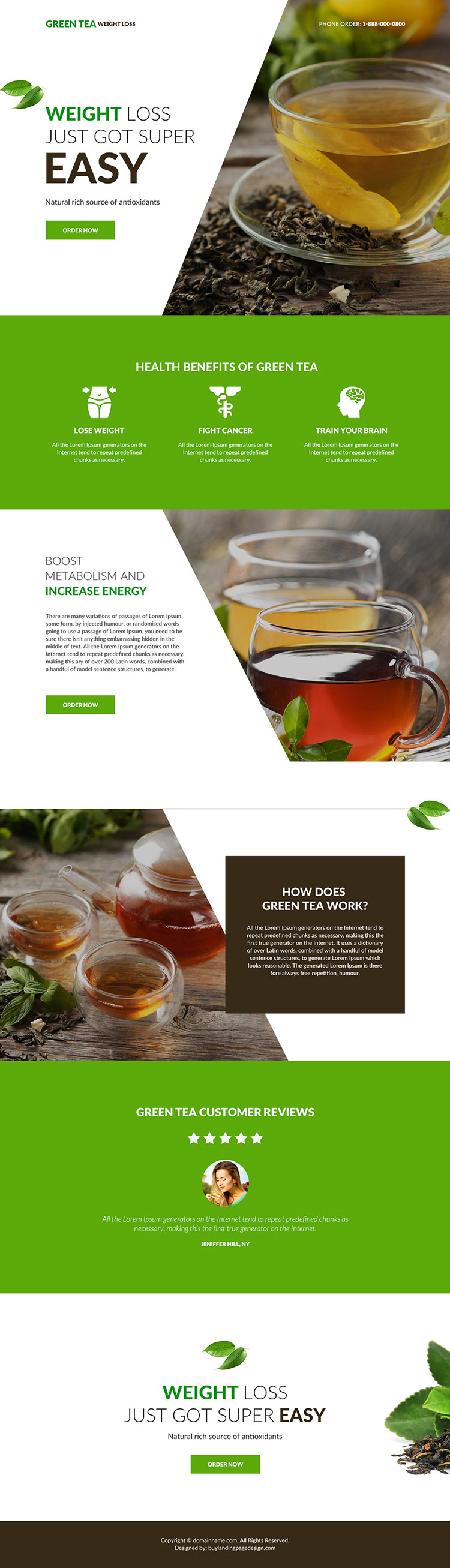 green tea weight loss supplement responsive landing page