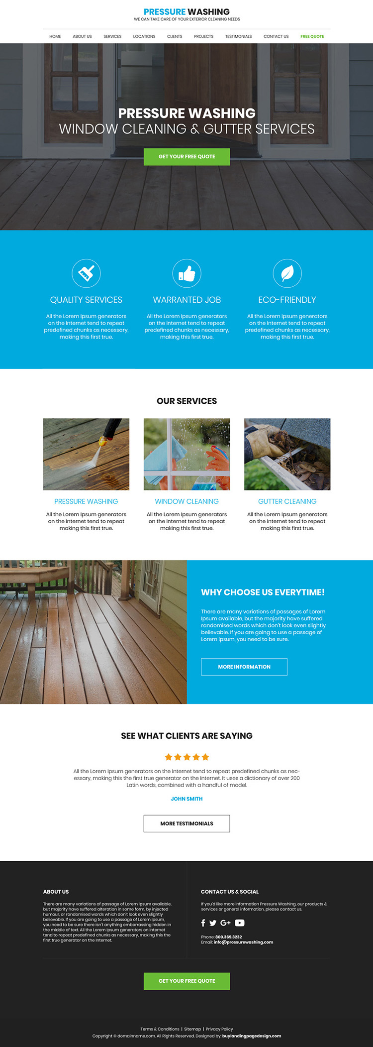 gutter and pressure cleaning responsive website design