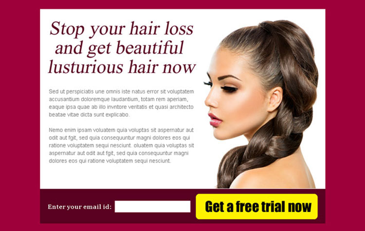 stop your hair loss and get beautiful hair now effective ppv landing page design