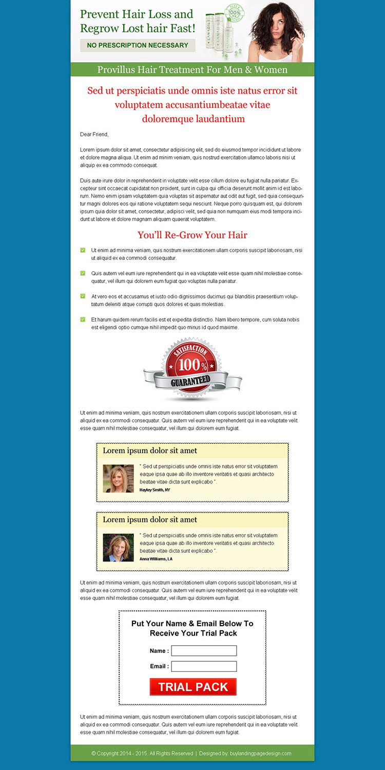 prevent hair loss and regrow lost hair fast lead capture sales page