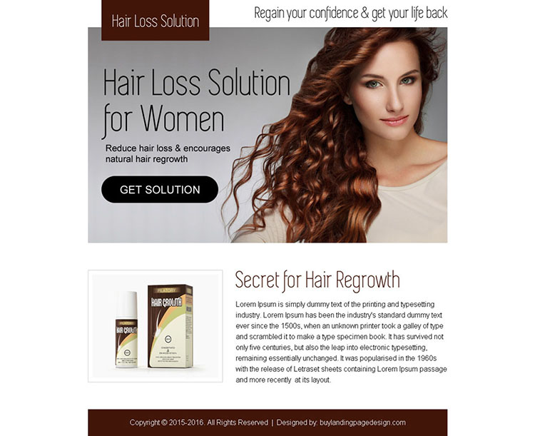 hair loss solution for women converting ppv landing page design