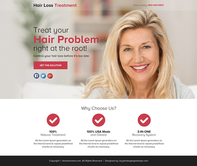 hair loss solution lead gen responsive funnel page design