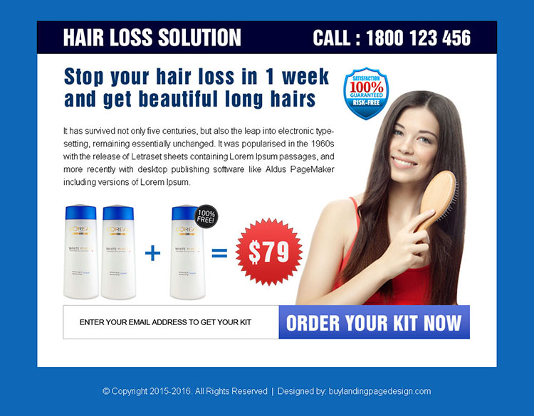 hair loss solution product kit ppv landing page design