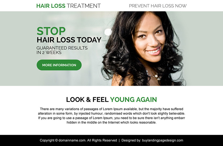 hair loss treatment call to action ppv landing page design