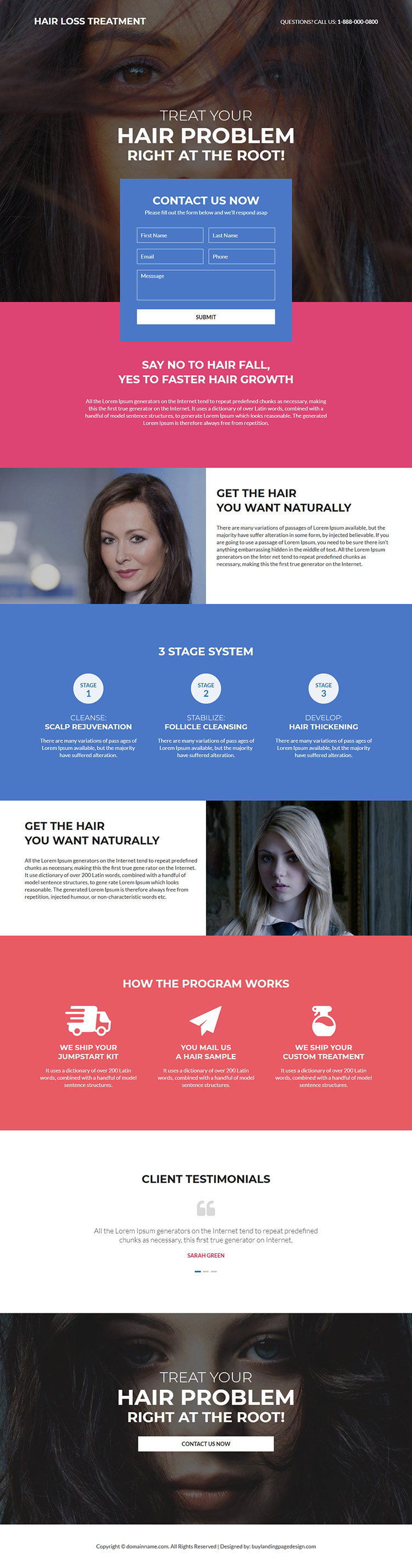 hair loss treatment lead capture responsive landing page