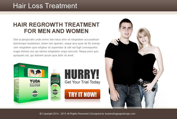 hair regrowth treatment for men and women converting ppv landing page design