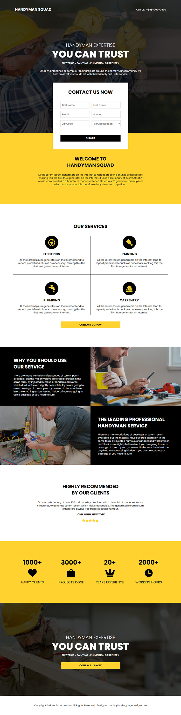 expert handyman responsive lead capture landing page design