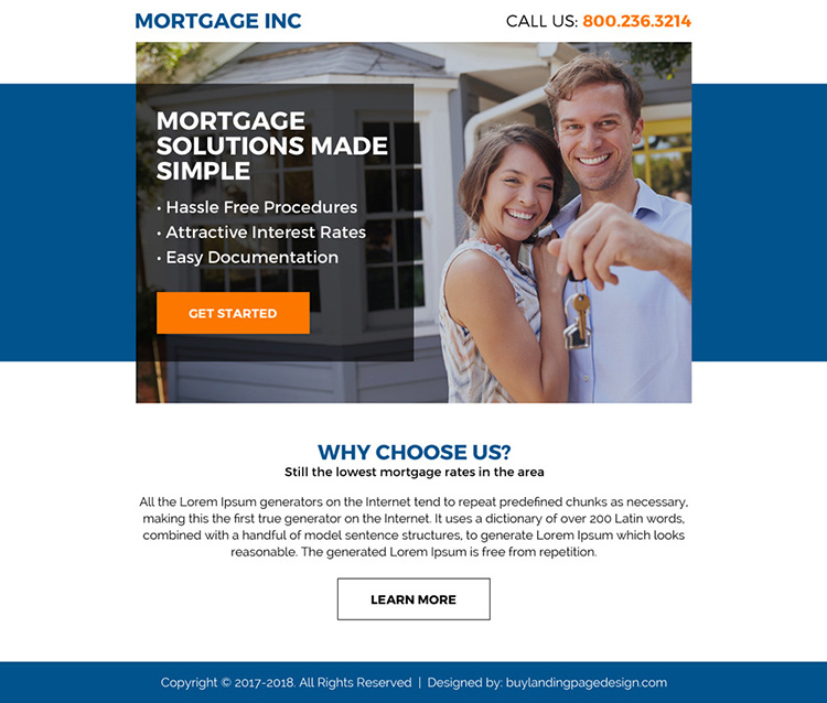 mortgage solutions clean ppv landing page design