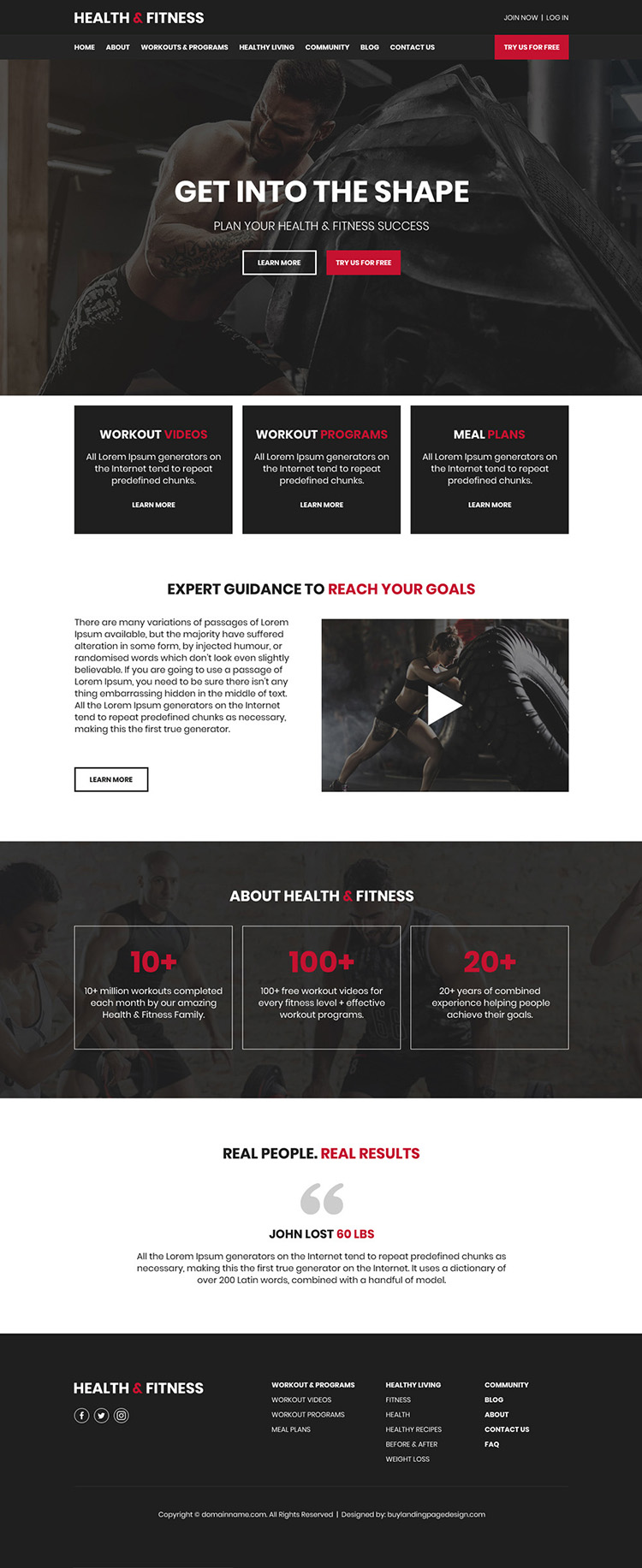 health and fitness programs responsive website design