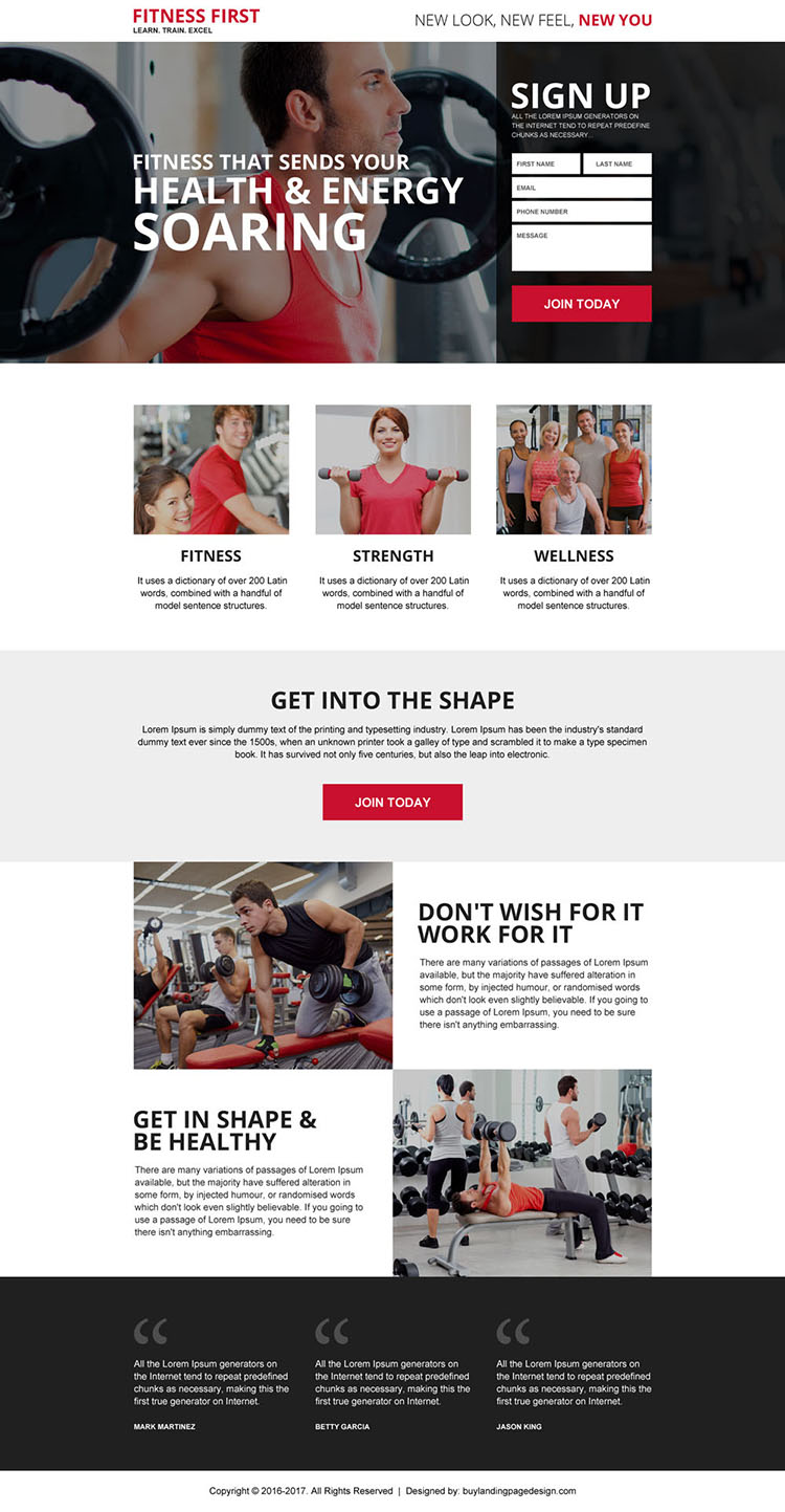 health and fitness best responsive landing page