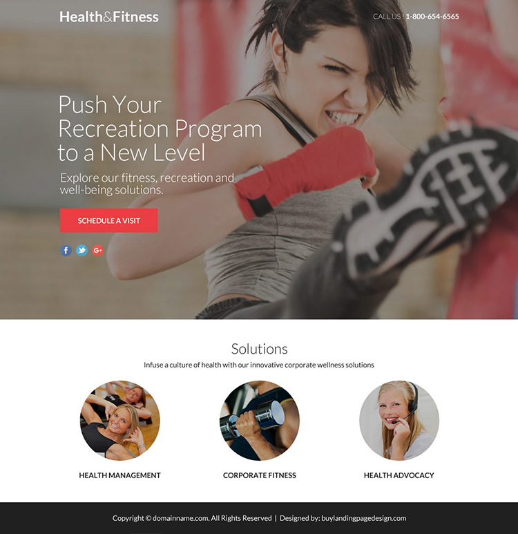 responsive health and fitness lead funnel landing page