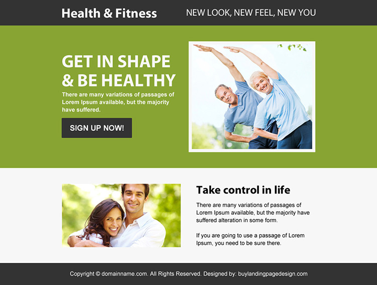 health and fitness sign up capturing PPV design