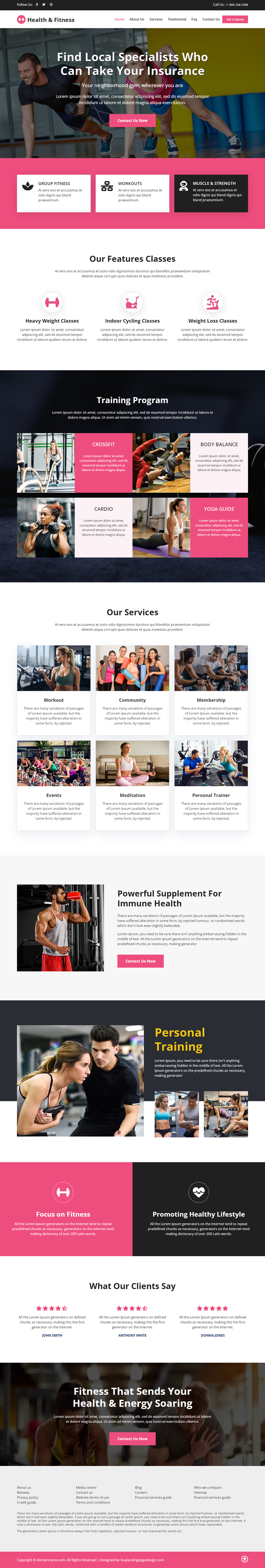 health and fitness training program responsive website design