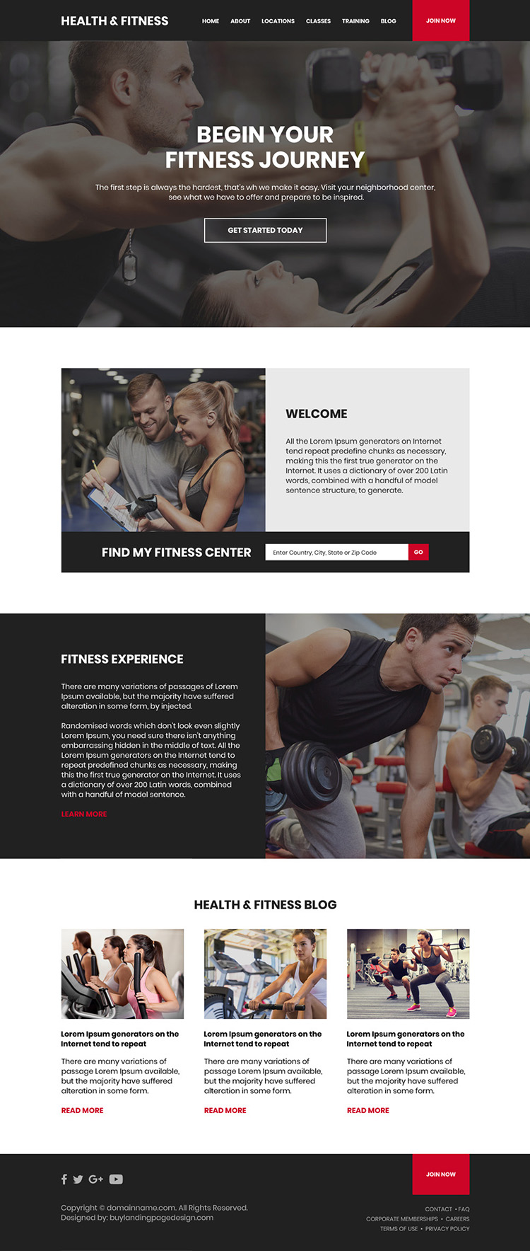 health and fitness training sign up capturing website design