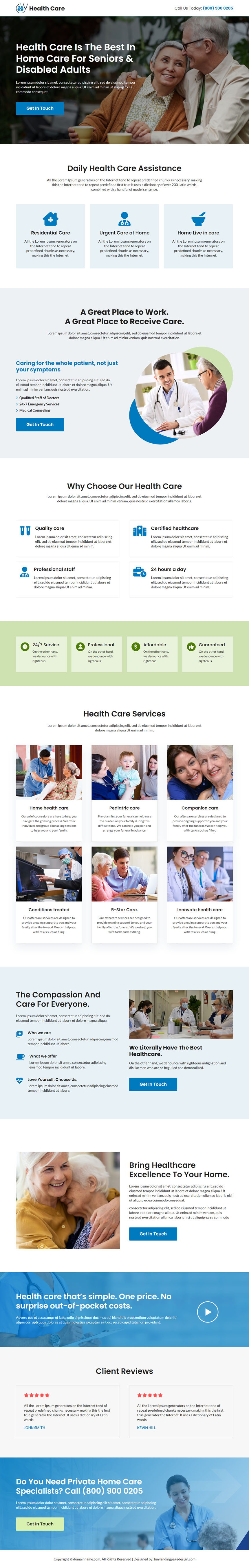 health care service for seniors and disabled lead capture landing page