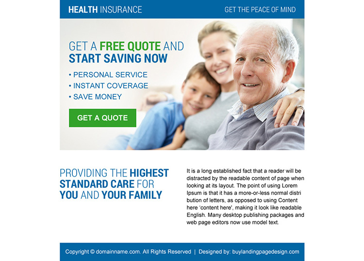 health insurance call to action ppv landing page