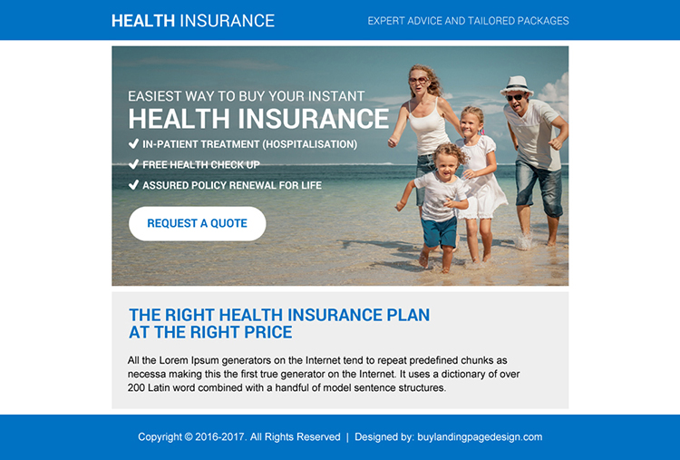 health insurance plan free quote ppv landing page design