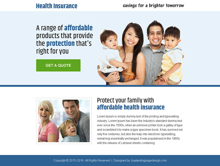 health insurance quality lead capturing ppv landing page