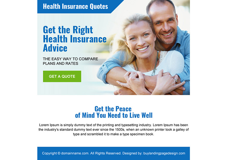 health insurance quotes ppv landing page design