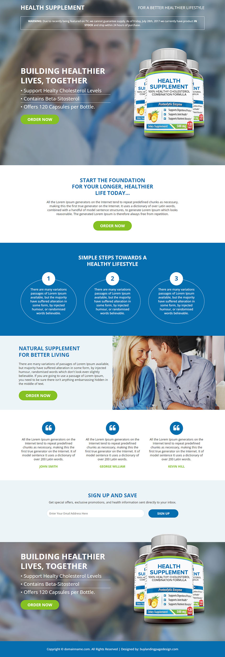 cholesterol supplement responsive landing page