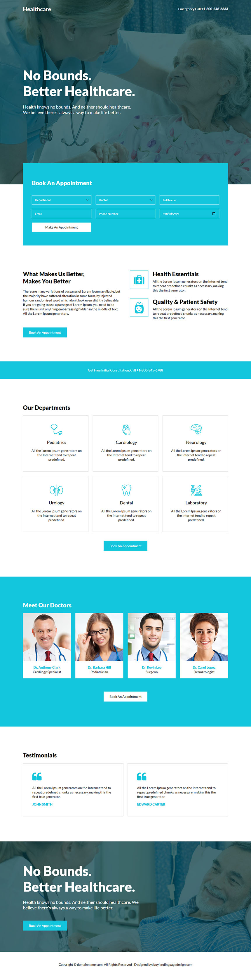 healthcare service online appointment booking responsive landing page