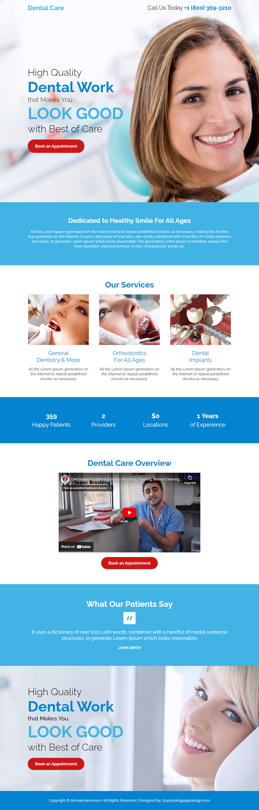 dental care lead capture responsive landing page design