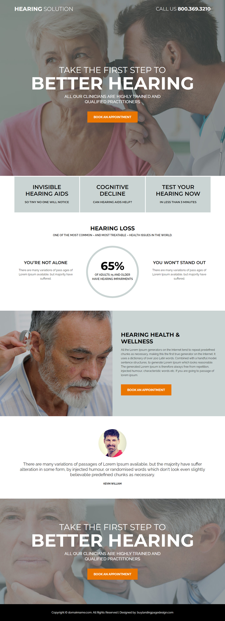 hearing healthcare consultant responsive landing page