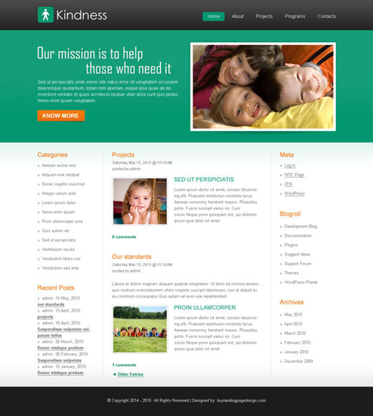 clean and modern help kids trust website template design psd