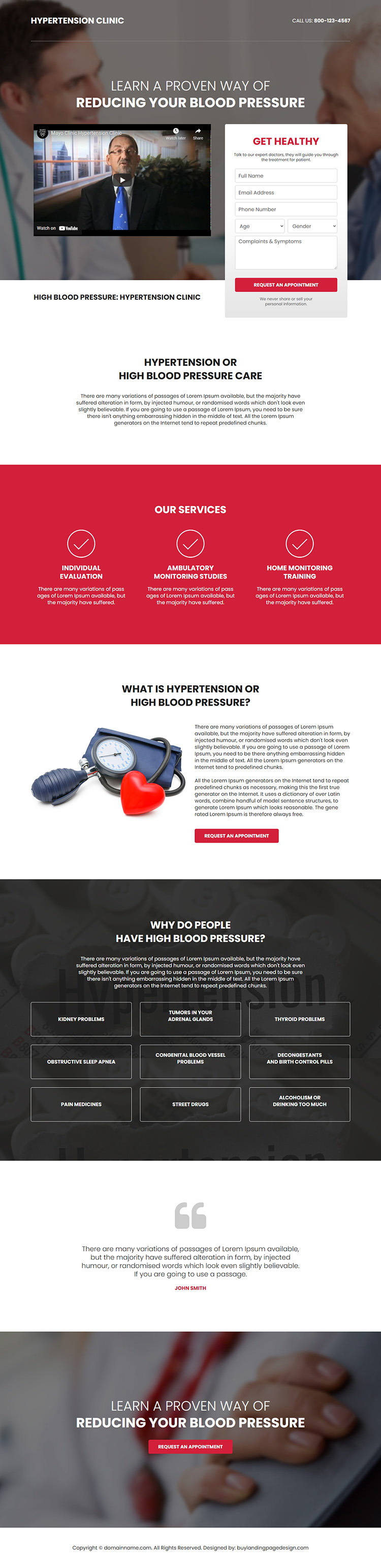 high blood pressure treatment responsive landing page design