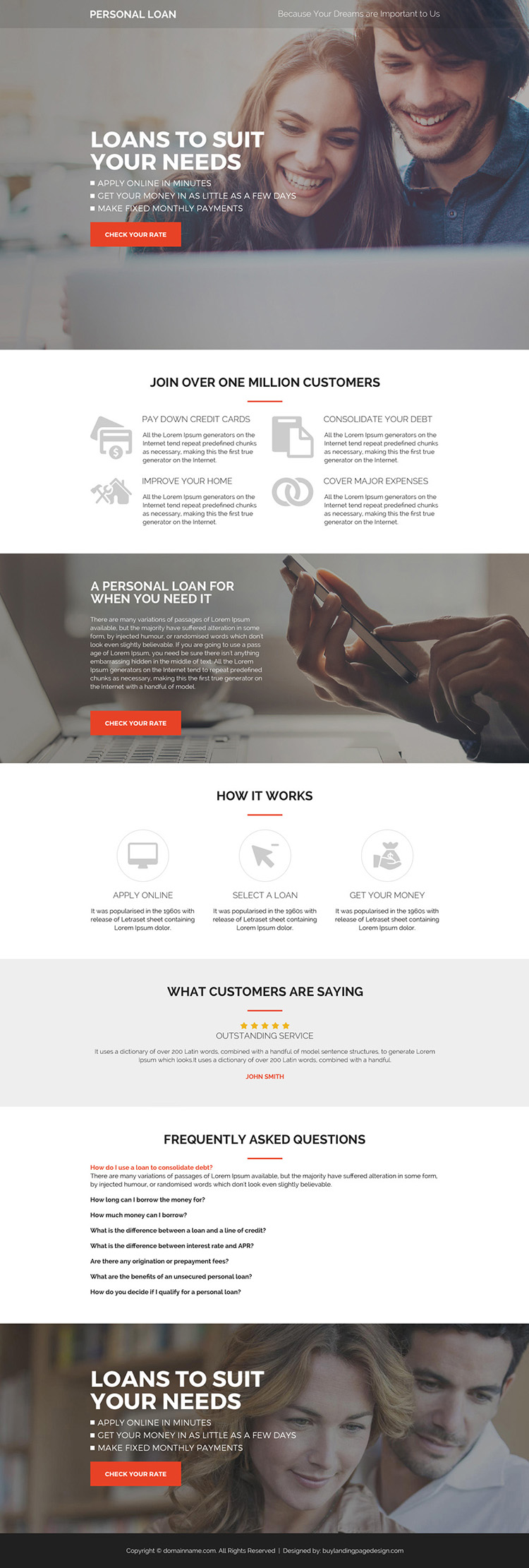 personal loans pay per click landing page design