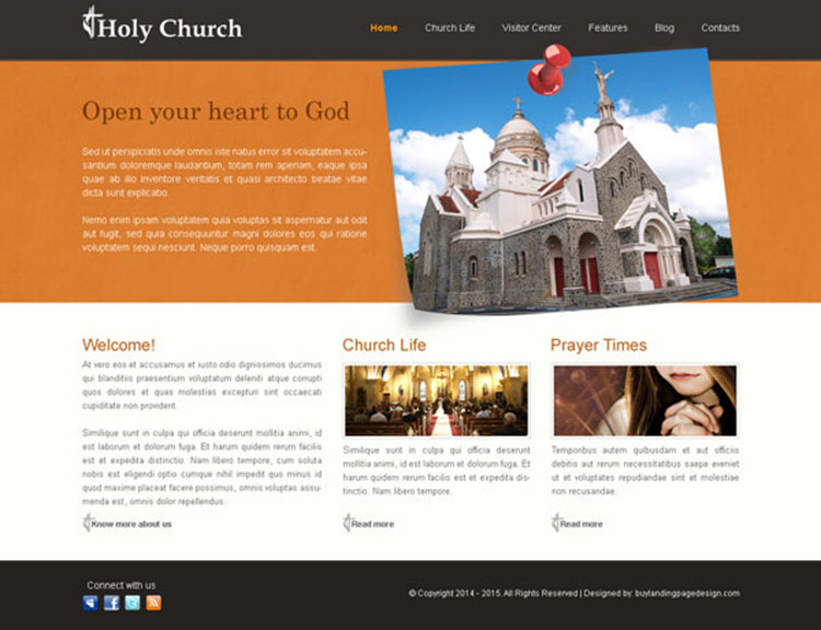 holy church clean and user friendly website template design psd