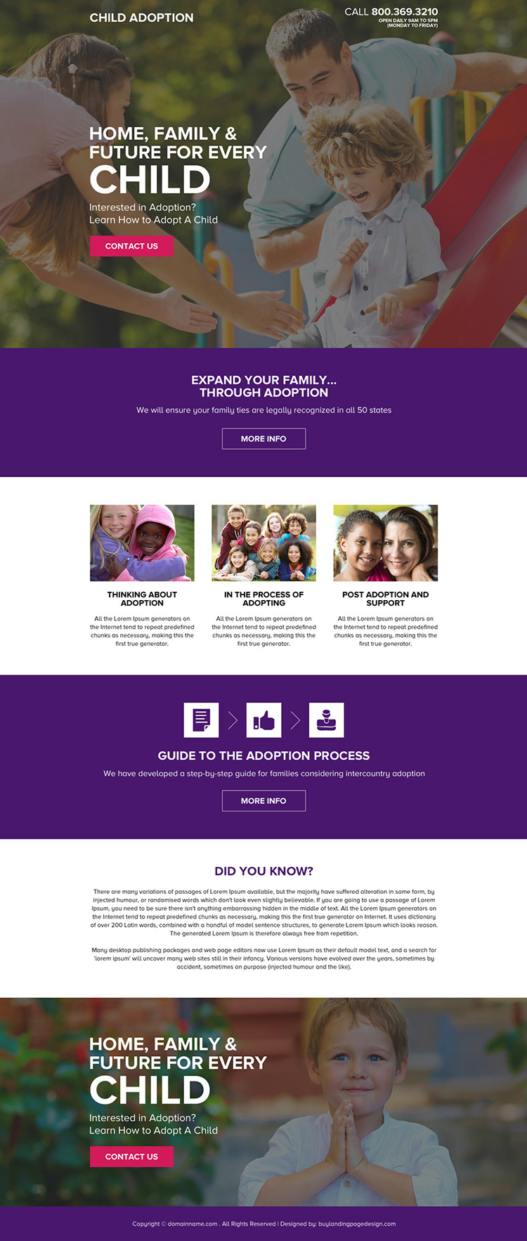 child adoption lead generating responsive landing page design