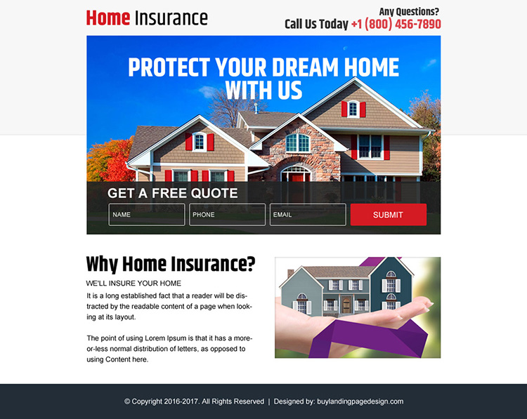 home insurance free quote ppv landing page